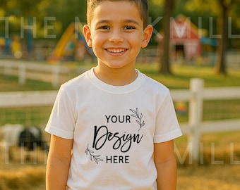 Bella Canvas 3001T Kids White T-Shirt Mockup (Digital Download)