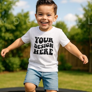 White Kids T-Shirt Mockup: Bella Canvas 3001T (Digital Download Jpeg File)