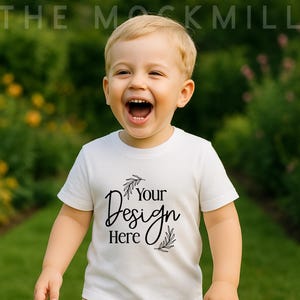 White Kids T-Shirt Mockup: Bella Canvas 3001T (Digital Download Jpeg File)