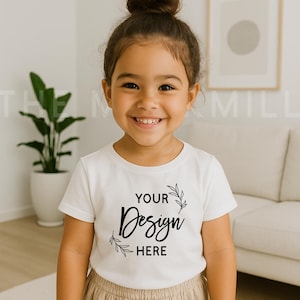 Bella Canvas 3001T Kids White T-Shirt Mockup (Digital Download Jpeg File)