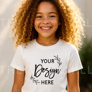 Bella Canvas 3001T Kids White T-Shirt Mockup (Digital Download)