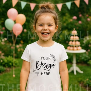 Bella Canvas 3001 Kids White T-Shirt Mockup (Digital Download)