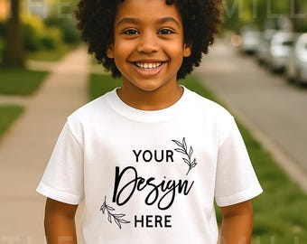 Bella Canvas 3001T Kids White T-Shirt Mockup (Digital Download)