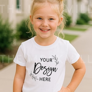Bella Canvas 3001T Kids White T-Shirt Mockup (Digital Download Jpeg File)