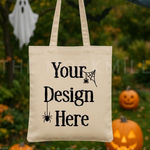 Halloween Canvas Tote Bag Mockup: JPEG Digital Download