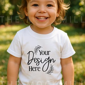 White Kids T-Shirt Mockup: Bella Canvas 3001T (Digital Download Jpeg File)