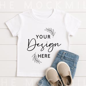 Bella Canvas 3001 White Kids T-Shirt Mockup (Digital Download Jpeg File)