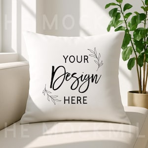Square Pillow Mockup | Pillowcase Mock | Throw Pillow Mockup | Cushion Mockup | White Pillow Mockup | Pillow Mockup JPEG | Pillow Mock JPEG