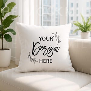 Square Pillow Mockup | Pillowcase Mock | Throw Pillow Mockup | Cushion Mockup | White Pillow Mockup | Pillow Mockup JPEG | Pillow Mock JPEG