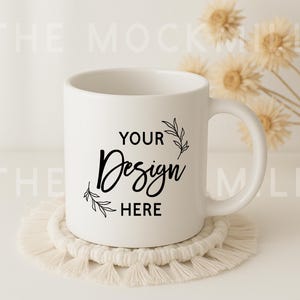 White Coffee Mug Mockup: 11oz Ceramic Mug, Modern Styled Scene (Digital Download)