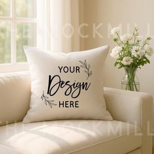 Square Pillow Mockup | Pillowcase Mock | Throw Pillow Mockup | Cushion Mockup | White Pillow Mockup | Pillow Mockup JPEG | Pillow Mock JPEG