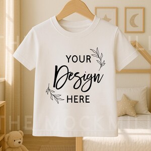 Bella Canvas 3001 White Kids T-Shirt Mockup (Digital Download Jpeg File)