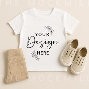 Bella Canvas 3001 White Kids T-Shirt Mockup (Digital Download Jpeg File)