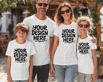 Bella Canvas 3001 Family Mockup | Group White T-shirt Mockup