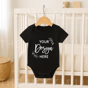 Black Baby Bodysuit Mockup: Digital Download, Flatlay Style
