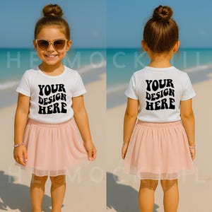 Kids Front and Back White Shirt Mockup | 3001Y | Back & Front Mock | Kids Bella Canvas 3001 Mockup | Stylish Kids Mockups | Kids Back Mockup