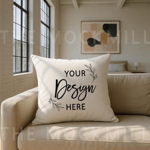 Square Pillow Mockup | Pillowcase Mock | Throw Pillow Mockup | Cushion Mockup | White Pillow Mockup | Pillow Mockup JPEG | Pillow Mock JPEG