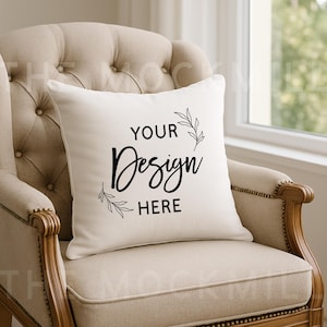 Square Pillow Mockup | Pillowcase Mock | Throw Pillow Mockup | Cushion Mockup | White Pillow Mockup | Pillow Mockup JPEG | Pillow Mock JPEG