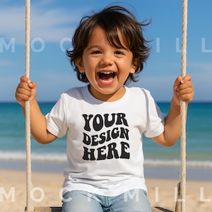 White Kids T-Shirt Mockup: Bella Canvas 3001T (Digital Download Jpeg File)