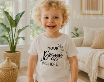 Bella Canvas 3001T Kids White T-Shirt Mockup (Digital Download)