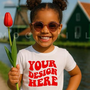 Kids White T-Shirt Mockup | Bella Canvas 3001T Kids T-Shirt Mockup | Girl T- Shirt Mockup | Toddler Girl Summer Mockup | Kids Shirt Mockup