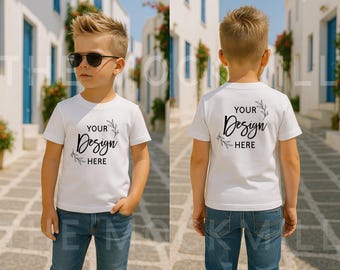 Bella Canvas 3001T Kids White T-Shirt Mockup (Digital Download)