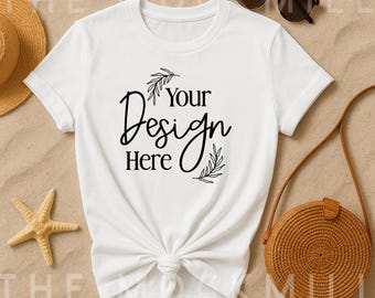 Bella Canvas 3001 Cream T-Shirt Mockup: Women's Flatlay (Digital Download)