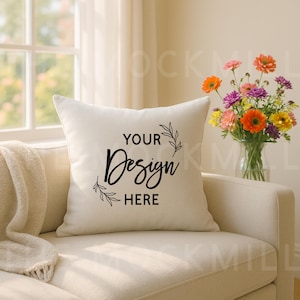 Square Pillow Mockup | Pillowcase Mock | Throw Pillow Mockup | Cushion Mockup | White Pillow Mockup | Pillow Mockup JPEG | Pillow Mock JPEG