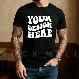 Mens Black T-Shirt Mockup | Bella Canvas 3001 Mens T-Shirt Mockup | Mens T-Shirt Mockup | Men&#39;s Summer Mockup | Mens  Mockup | MaleBC3001