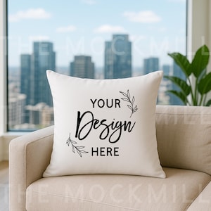 Square Pillow Mockup | Pillowcase Mock | Throw Pillow Mockup | Cushion Mockup | White Pillow Mockup | Pillow Mockup JPEG | Pillow Mock JPEG