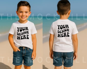 Bella Canvas 3001T Kids White T-Shirt Mockup (Digital Download)