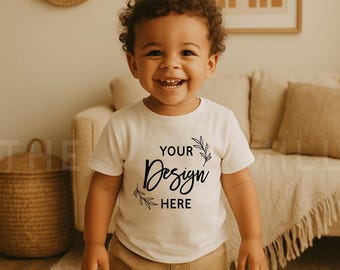 Bella Canvas 3001T Kids White T-Shirt Mockup (Digital Download)