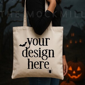 Halloween Canvas Tote Bag Mockup: JPEG Digital Download