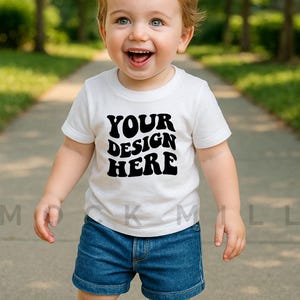 White Kids T-Shirt Mockup: Bella Canvas 3001T (Digital Download Jpeg File)