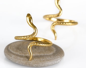 Gold Snake Ring, Serpent Jewelry, Adjustable band, Animal Bohemian Midi pinky Rings, Goth gift, for her