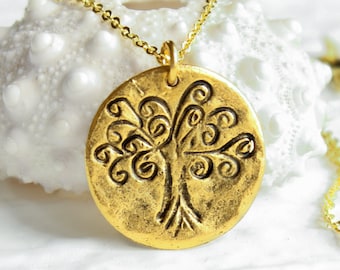 Tree of Life Necklace, Bohemian Layering Pendant, Personalized Initial option, Charm Necklace