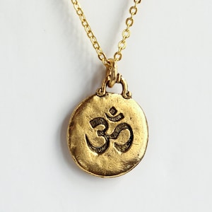 Gold Ohm Layering Necklace, Om Aum Meditation Necklace, Buddhist Zen Yoga Jewelry, Initial Necklace, boho jewelry,  gift