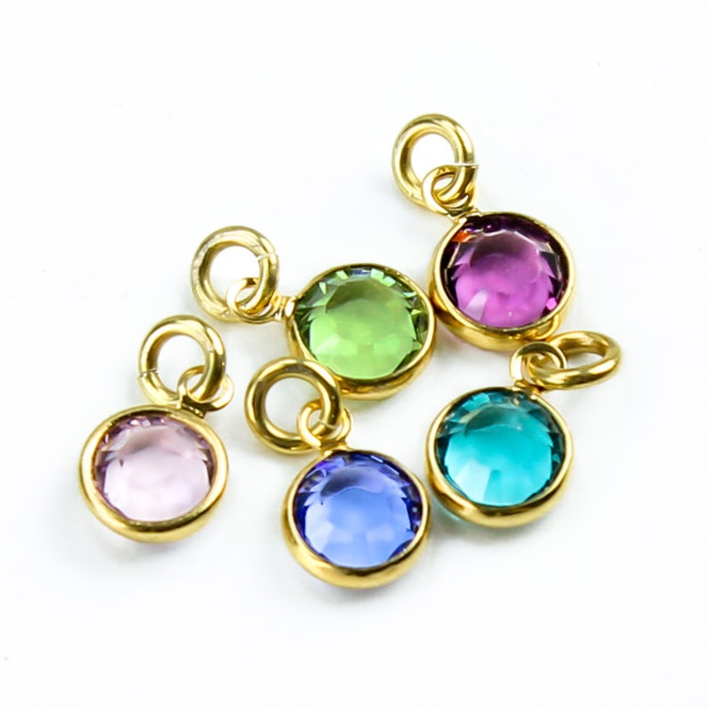 Add on a Swarovski Crystal birthstone charm, 6mm Swarovski gold plated bezel set crystal, Swarovski Dangling Birthstones image 1