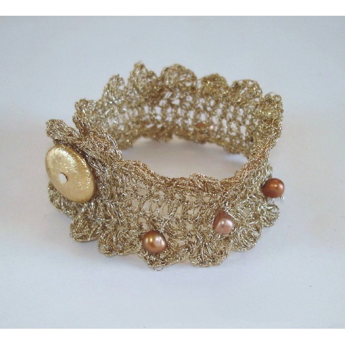 Gold Lace Bracelet Jewelry Silver Hand Crocheted Jewelry Etsy