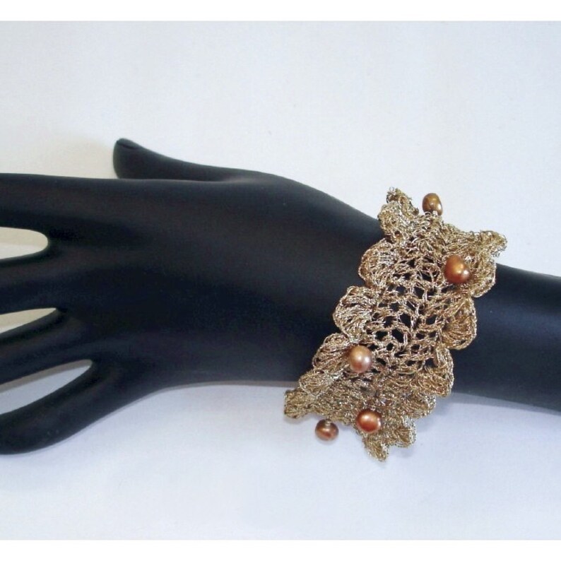 Gold Lace Bracelet Jewelry Silver Hand Crocheted Jewelry Etsy