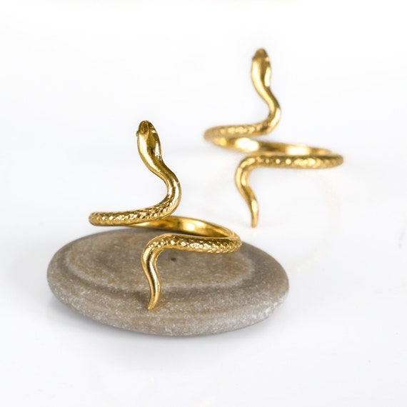Gold Snake Ring, Serpent Jewelry, Adjustable band, Animal Bohemian Midi pinky Rings, Goth gift, for her