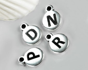 Monogram Initial Silver Charms - Add on - Laser Engraved letters, personalized gift for all