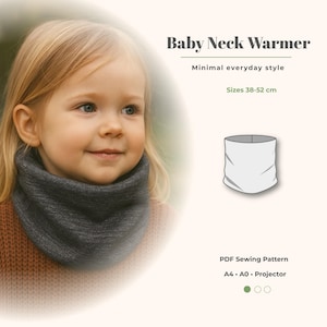 Mönster för halsvärmare för baby och småbarn, vändbar dubbellagers snood PDF, EU 38-52