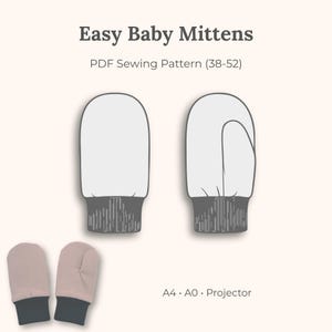 Patron de couture facile de moufles pour bébé - Moufles sans pouce PDF (UE 38-52)