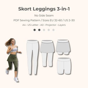 Skortlegging naaipatroon 3-in-1 bundel, sportrok met panty PDF