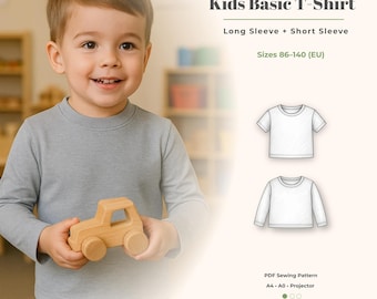 Kids T-Shirt Sewing Pattern PDF | Long & Short Sleeve Shirt | Sizes 86-140 EU