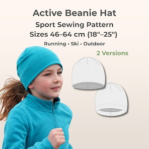 Wykrój na czapkę Active Beanie | Dzianina elastyczna, rozmiary 46-64 (wykrój PDF A4/A0/projektor)