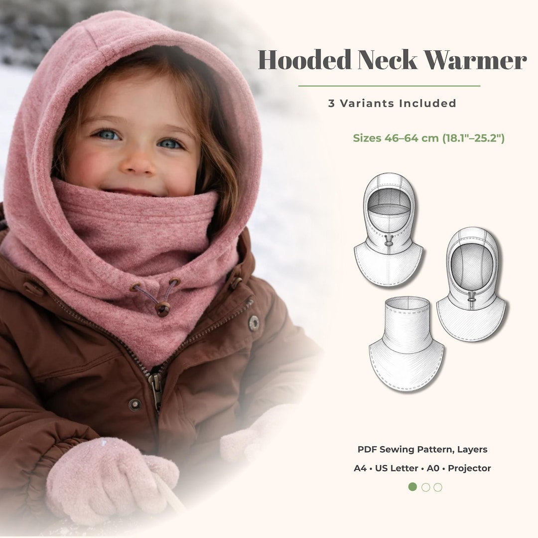 Neck Protection Pattern Hooded Neck Warmer PDF Pattern, 3-in-1 Hood & Neck Gaiter Sewing ...
