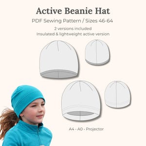 Naaipatroon actieve beanie, sportmuts pdf, enkele en dubbele laag
