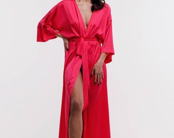 100% Silk Kimono Robe Waist Tie Luxury Spa Honeymoon Silk Loungewear
